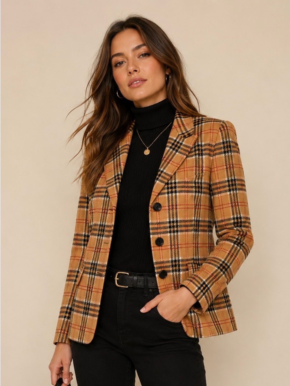Vintage Escada Margaretha Ley Plaid  Cashmere Blend Blazer EU 42 US 10